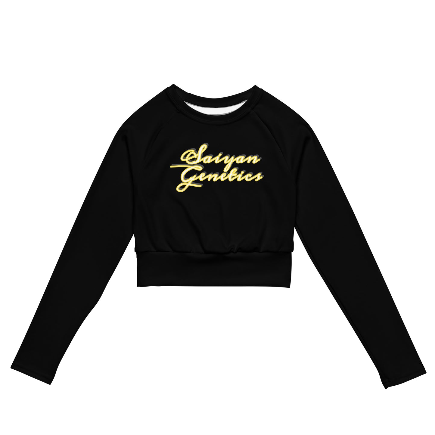 Saiyan Genetics Signature Long Sleeve Crop Top Weiß - Vorderansicht Allover Print