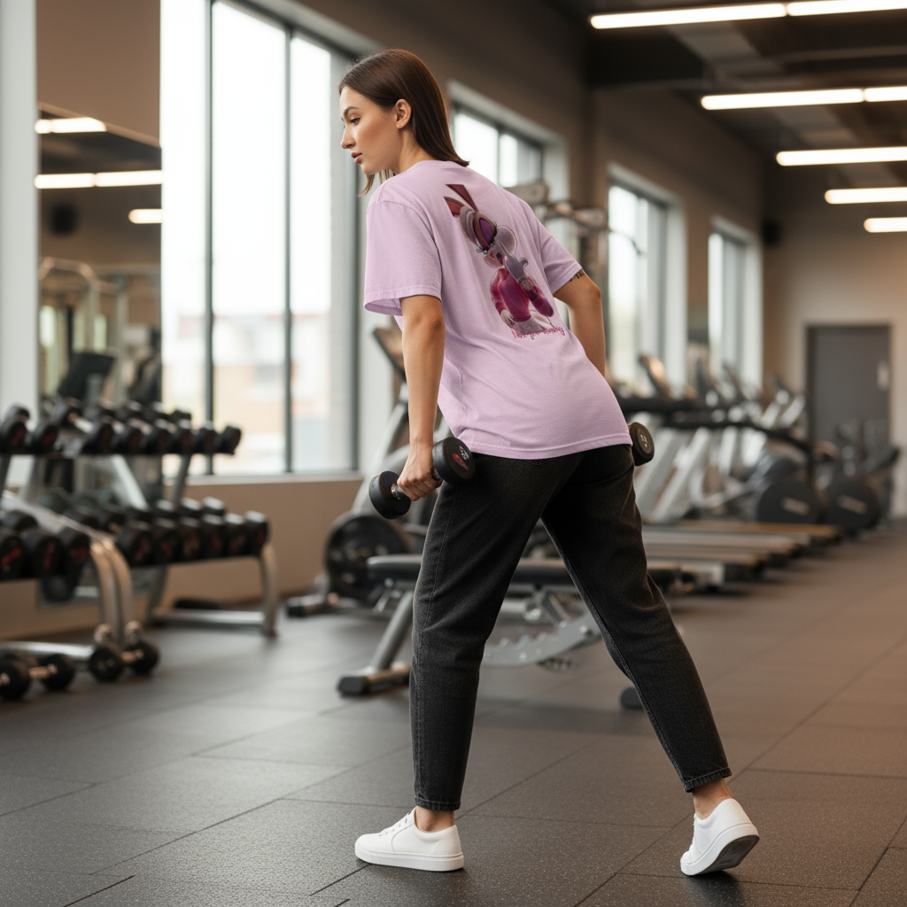 Saiyan Genetics Damen T-Shirt Garment-Dyed – Detailansicht Signature Design