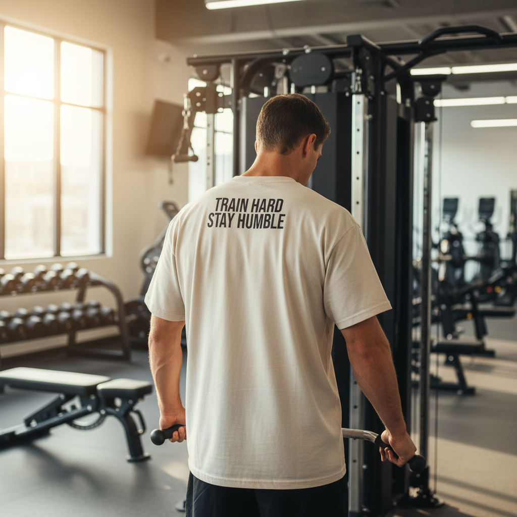 Train Hard Stay Humble Gym Back View Bone