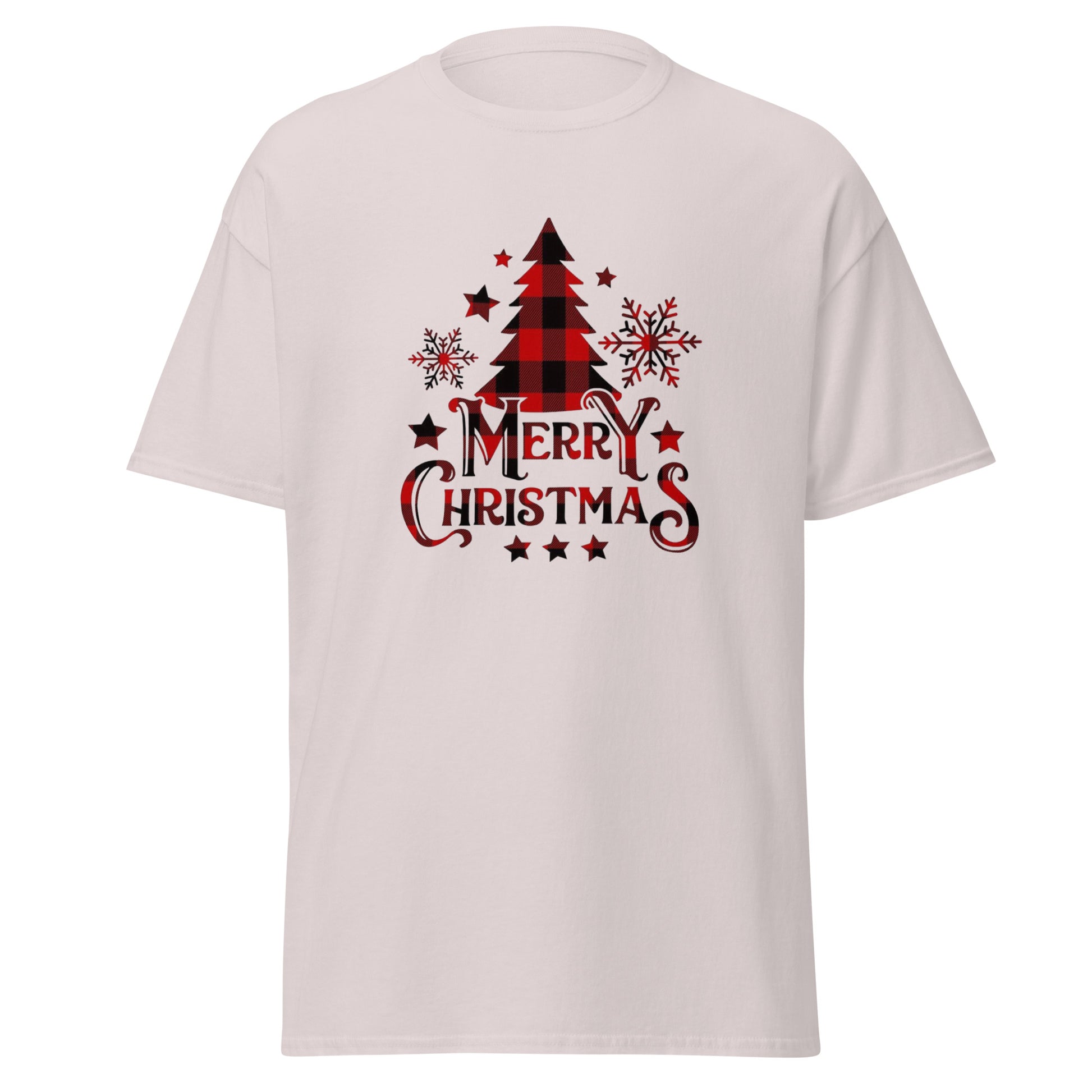 Weihnachts T-Shirt in Ice Grey - Merry Christmas Tannenbaum Unisex Vorderansicht