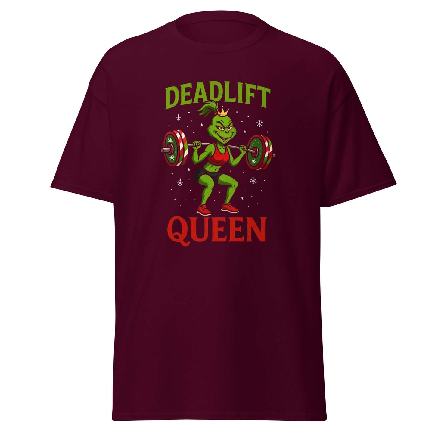 Deadlift Queen T-Shirt Maroon - Vorderseite mit Deadlift Queen Design