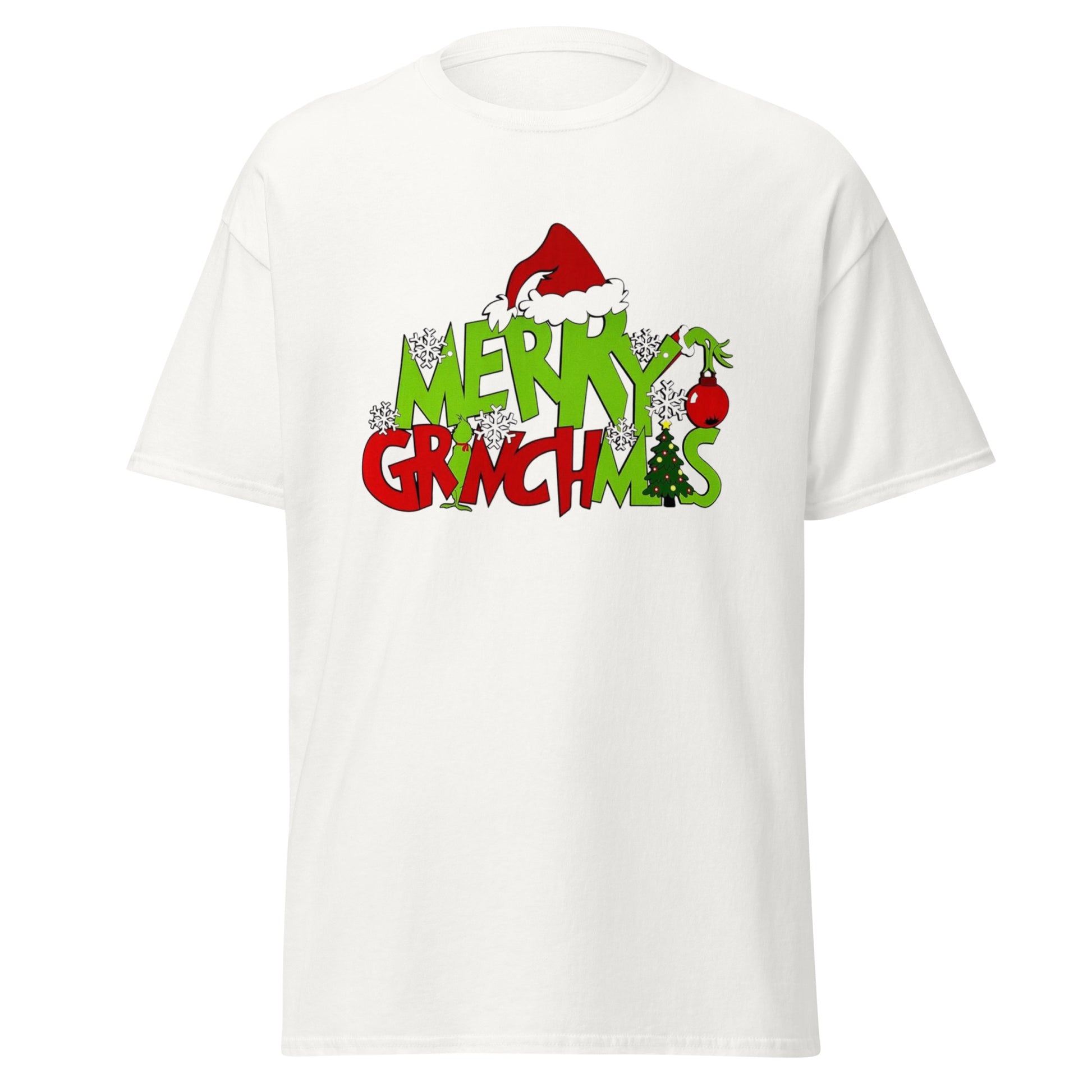 Grinch Weihnachts T-Shirt in White - Merry Grinchmas Unisex Vorderansicht