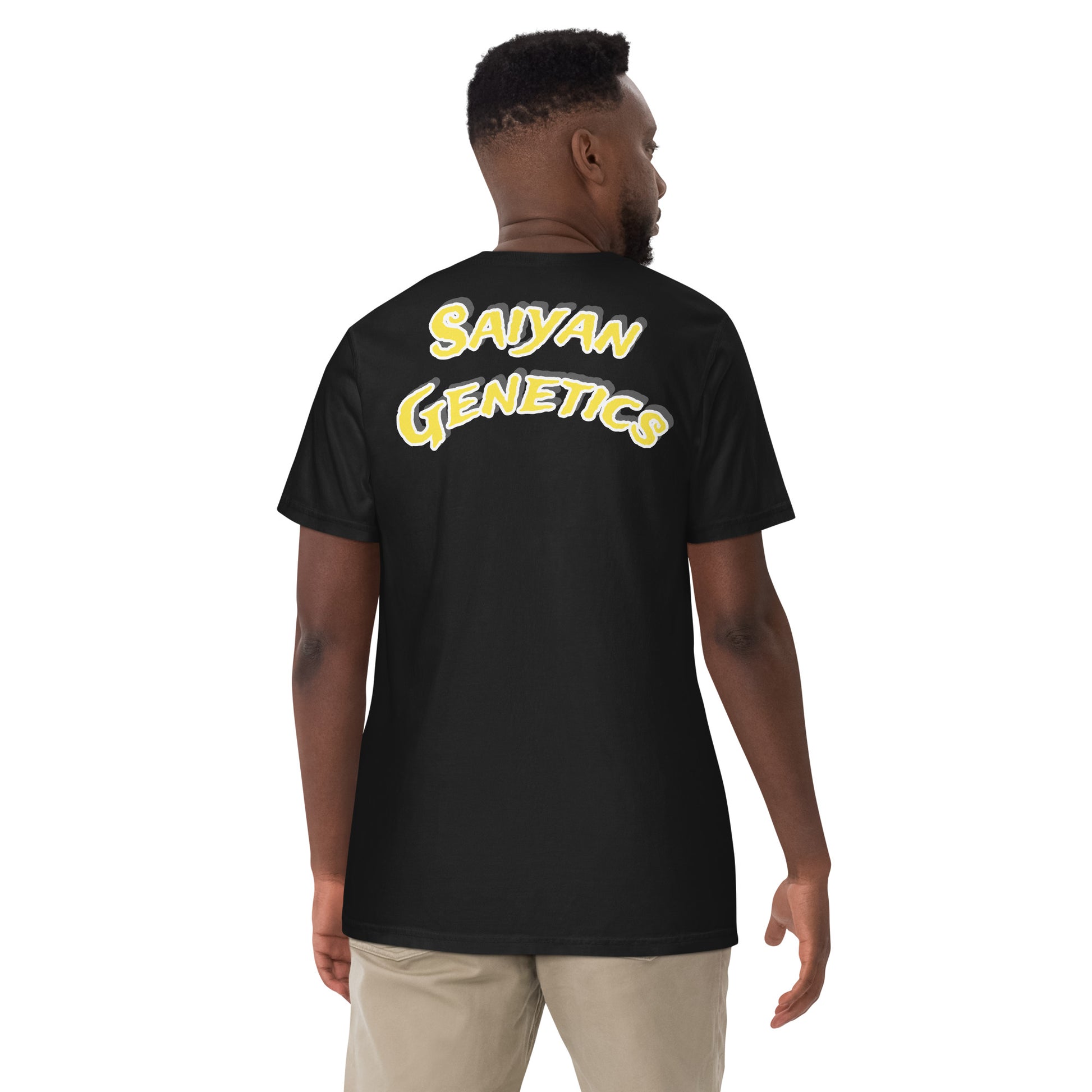 Premium T-Shirt Herren Heavyweight Schwarz - Vorderansicht - Saiyan Genetics