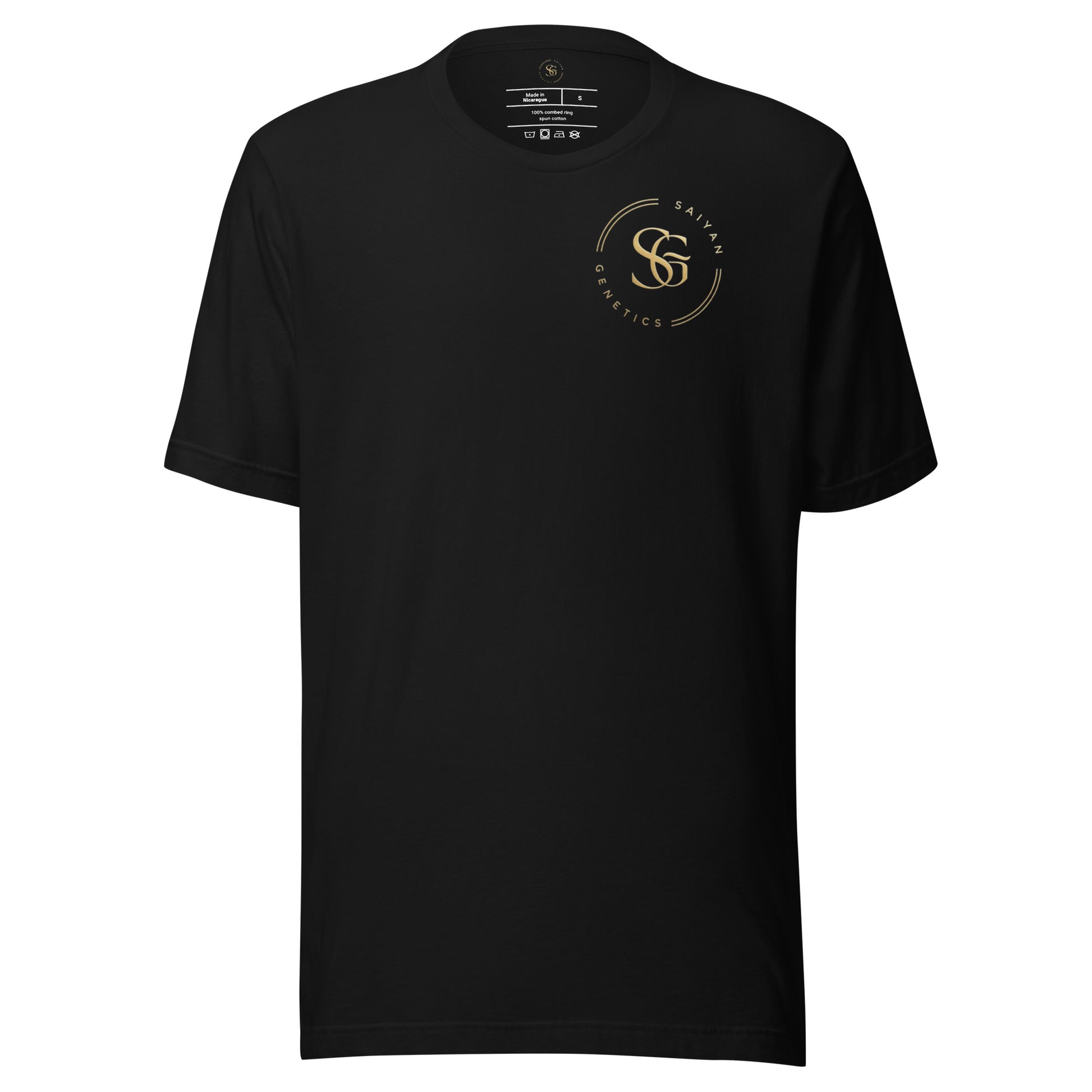 "Saiyan Genetics Signature Unisex T-Shirt - Detailansicht Premium Qualität - Saiyan Genetics"